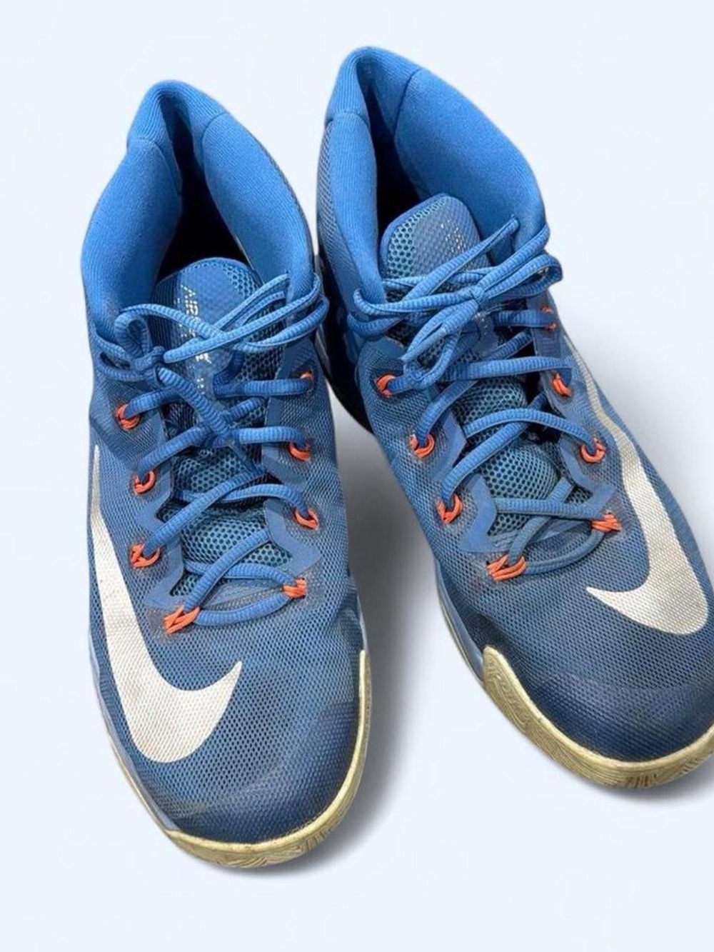 Nike Men’s Air Max Blue Basketball Shoes with Gold Accents
